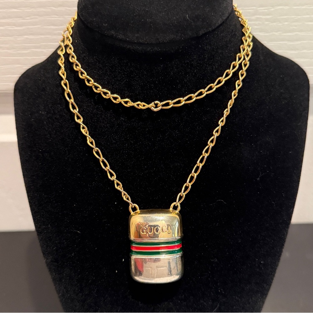 Vintage Gucci Pill Box Pendant Necklace